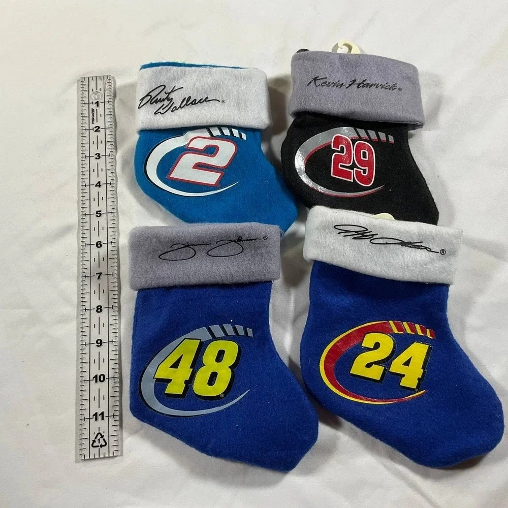MIXED Lot of 4 NASCAR THEME Mini Christmas Stockings #48 #24 #29 #2‎
